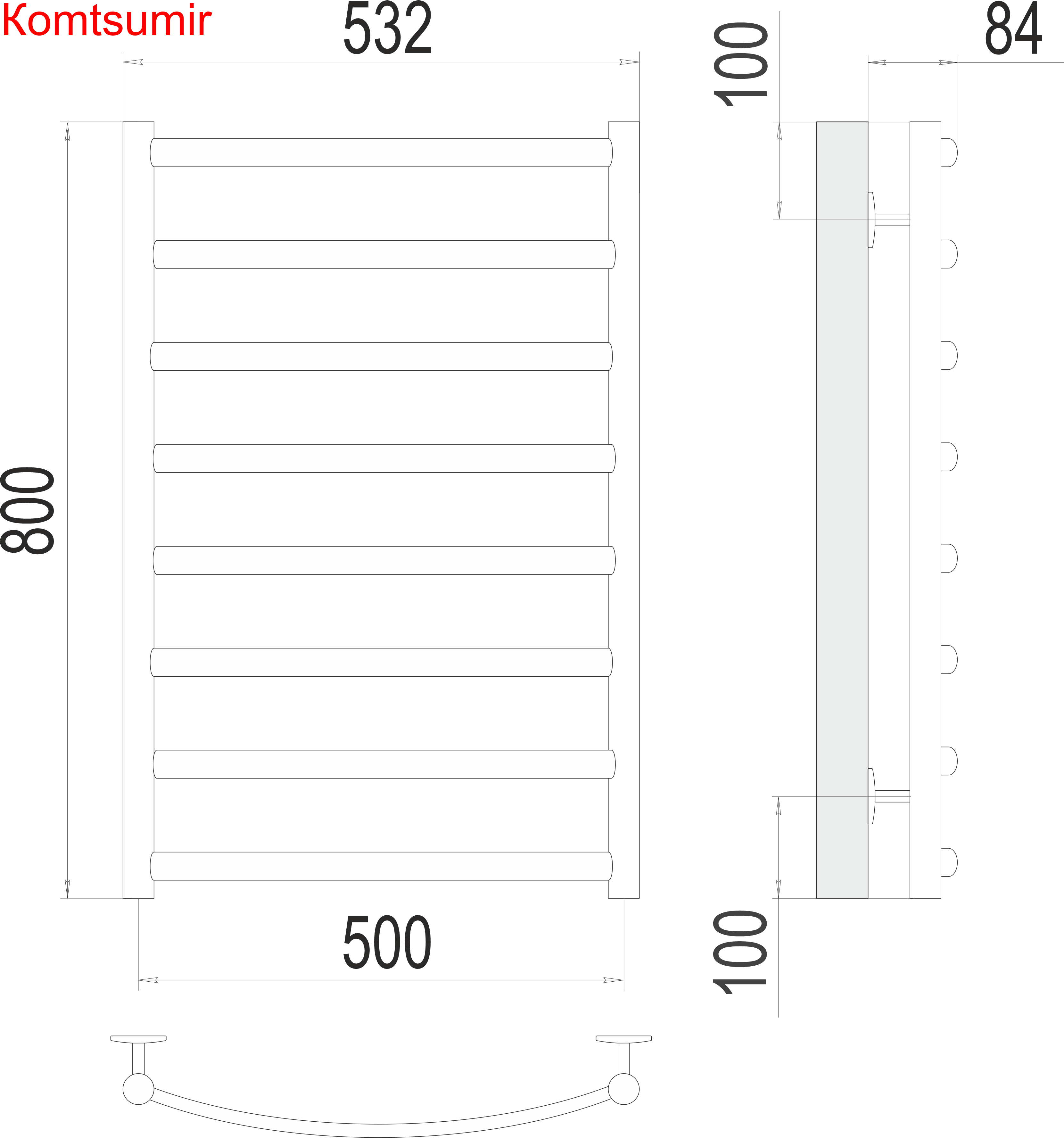 Атланта+ П8 500х800 Полотенцесушитель  TERMINUS
