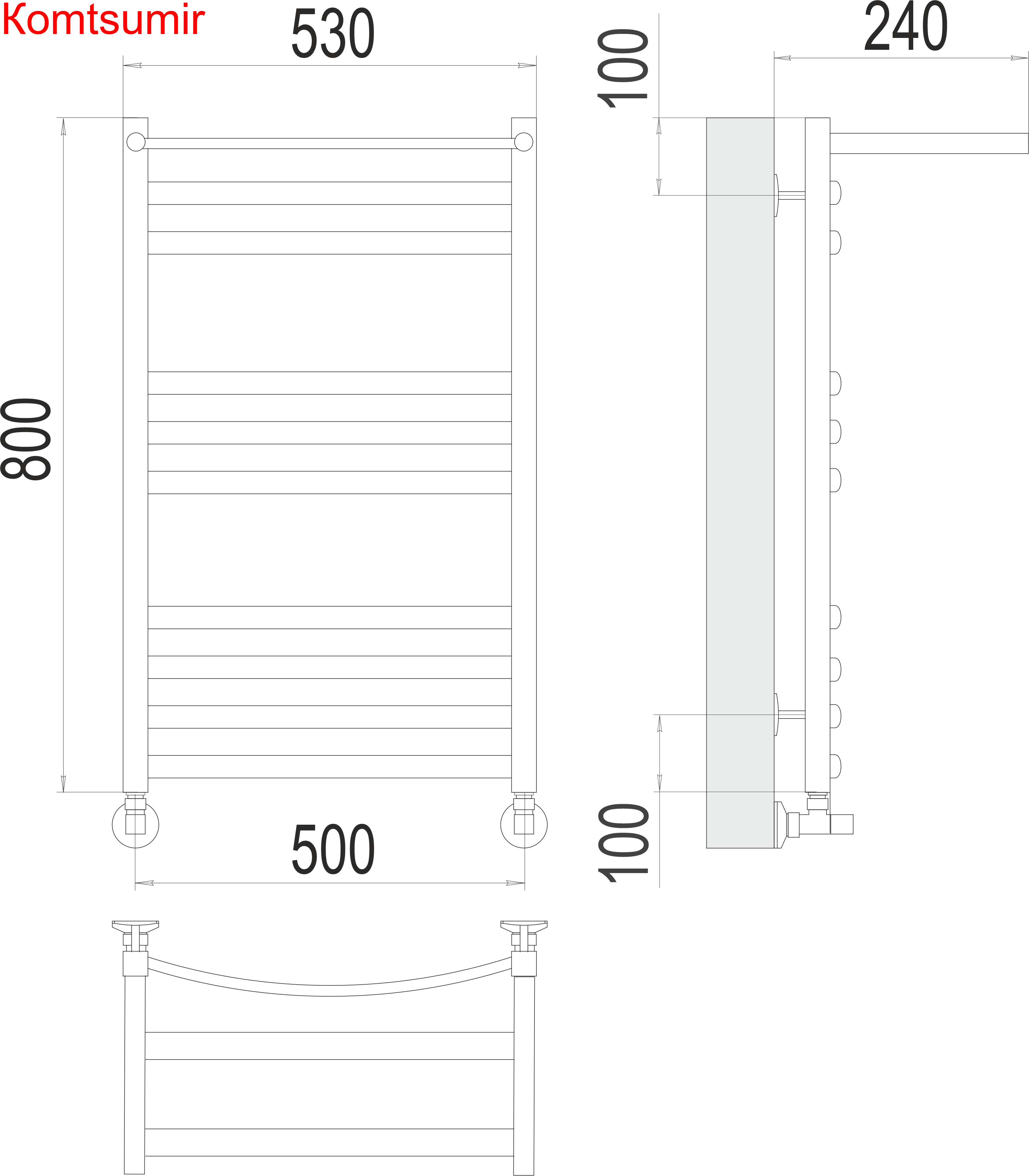 Енисей с/п П10 500х800 Полотенцесушитель  TERMINUS