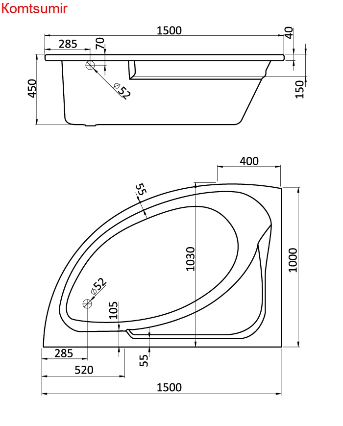 Ванна акриловая Santek Гоа асимметричная 150х100 левосторонняя белая Ванна акриловая Santek Гоа асимметричная 150х100 левосторонняя белая