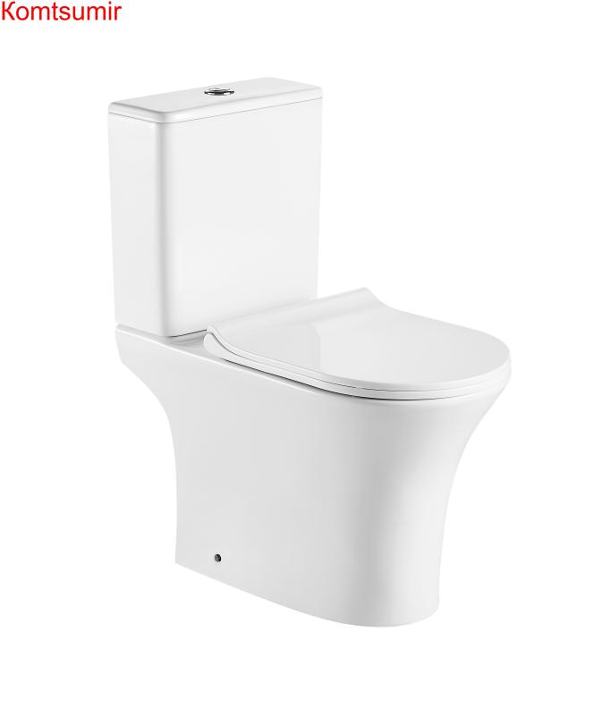 Унитаз напольный Azario FRETTA ROUND 650х340х770 безободковый со смывным механизмом Geberi, бачком и сиденьем микролифт (AZ-1217A)