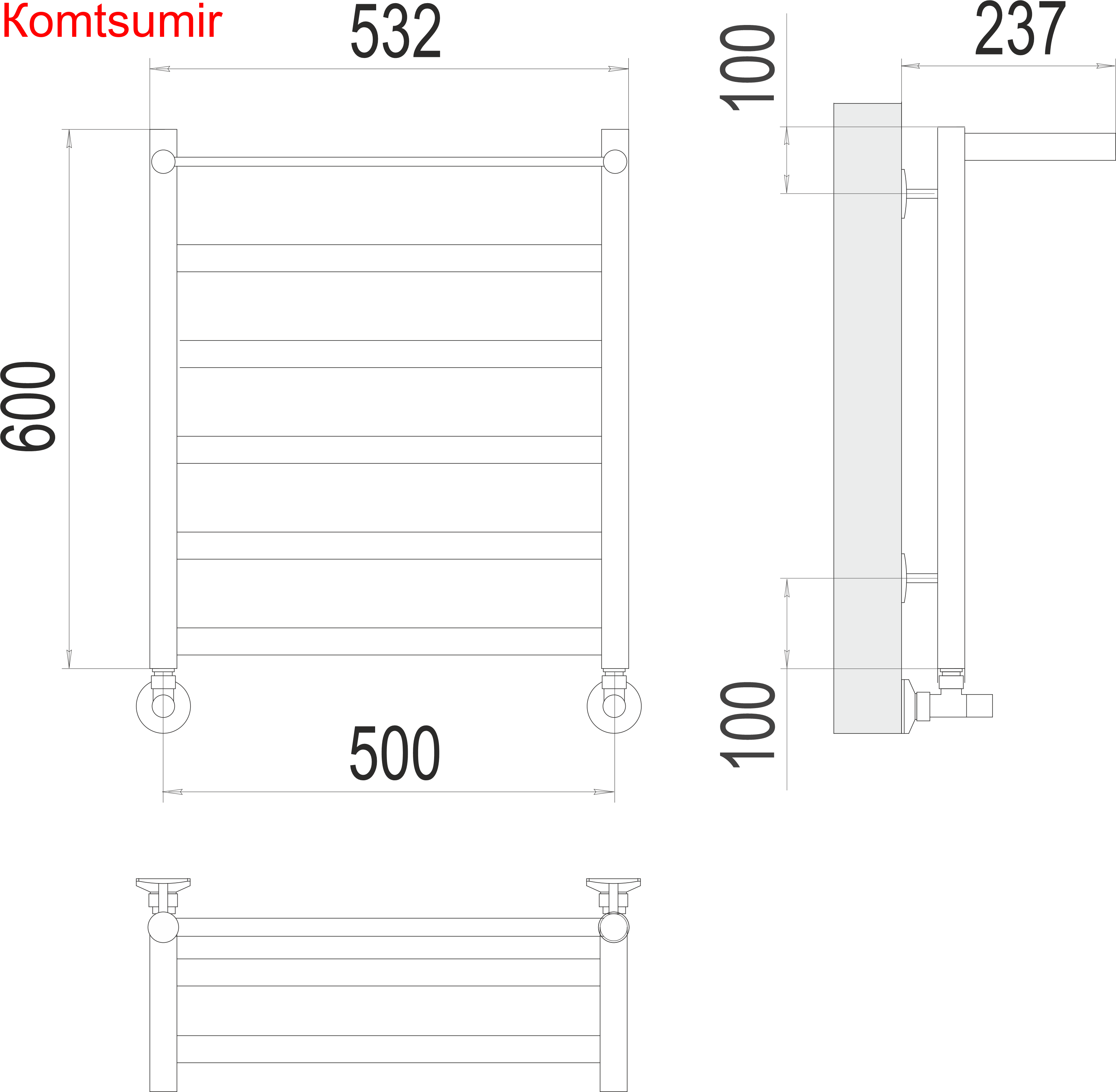 Хендрикс П6 500х600 Полотенцесушитель  TERMINUS
