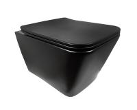 Унитаз подвесной безободковый HOLLER BLOCK MB (520*340*355мм, сиденье дюропласт, микролифт) черный матовый