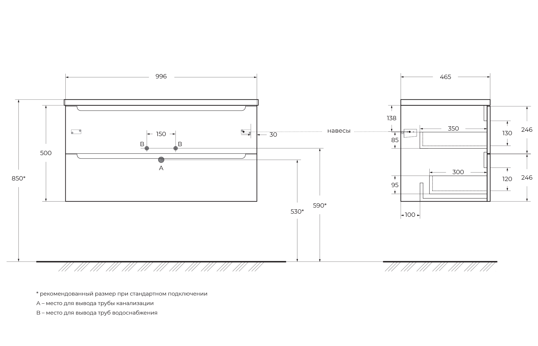 База под раковину подвесная BelBagno ETNA-1000-2C-SO-RG-P Rovere Grigio База под раковину подвесная BelBagno ETNA-1000-2C-SO-RG-P Rovere Grigio
