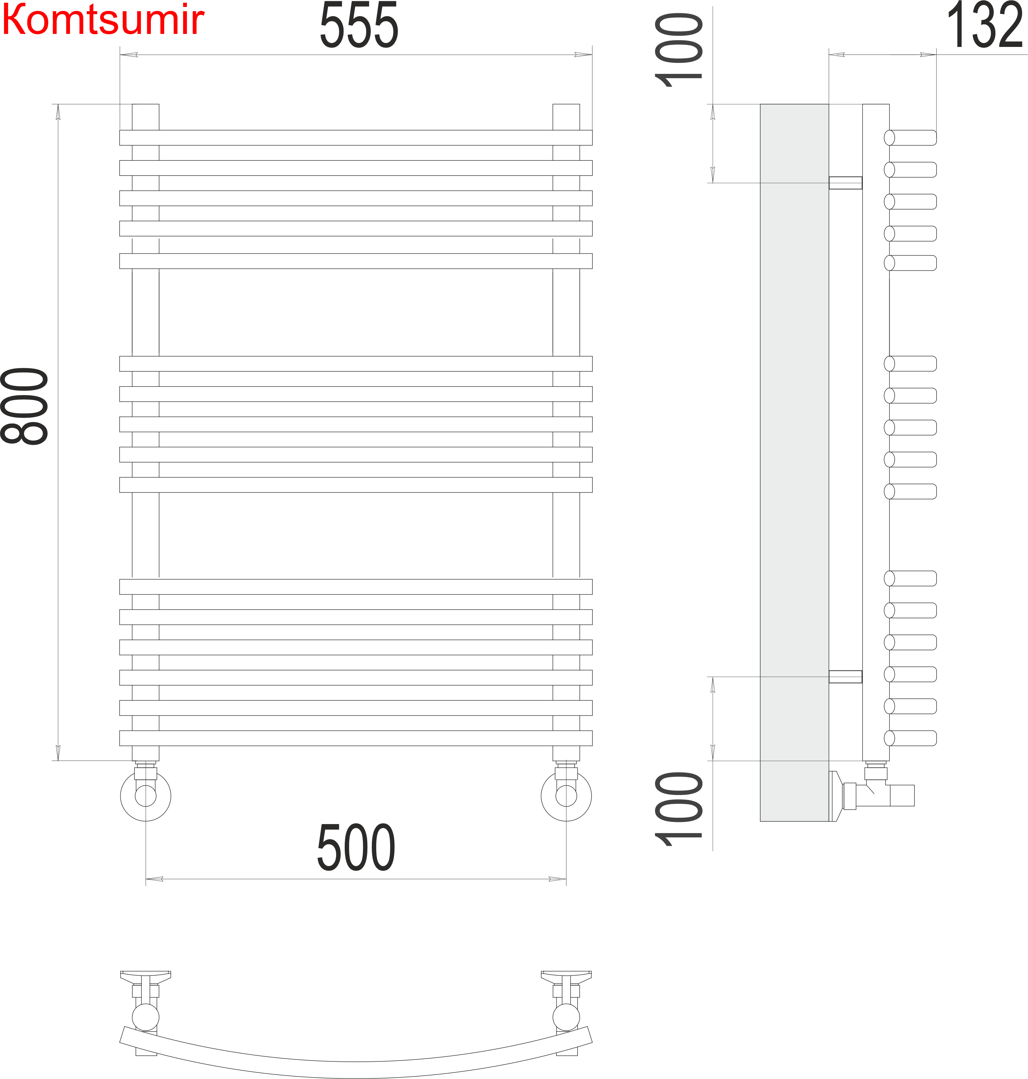Марио П16 500х800 Полотенцесушитель  TERMINUS