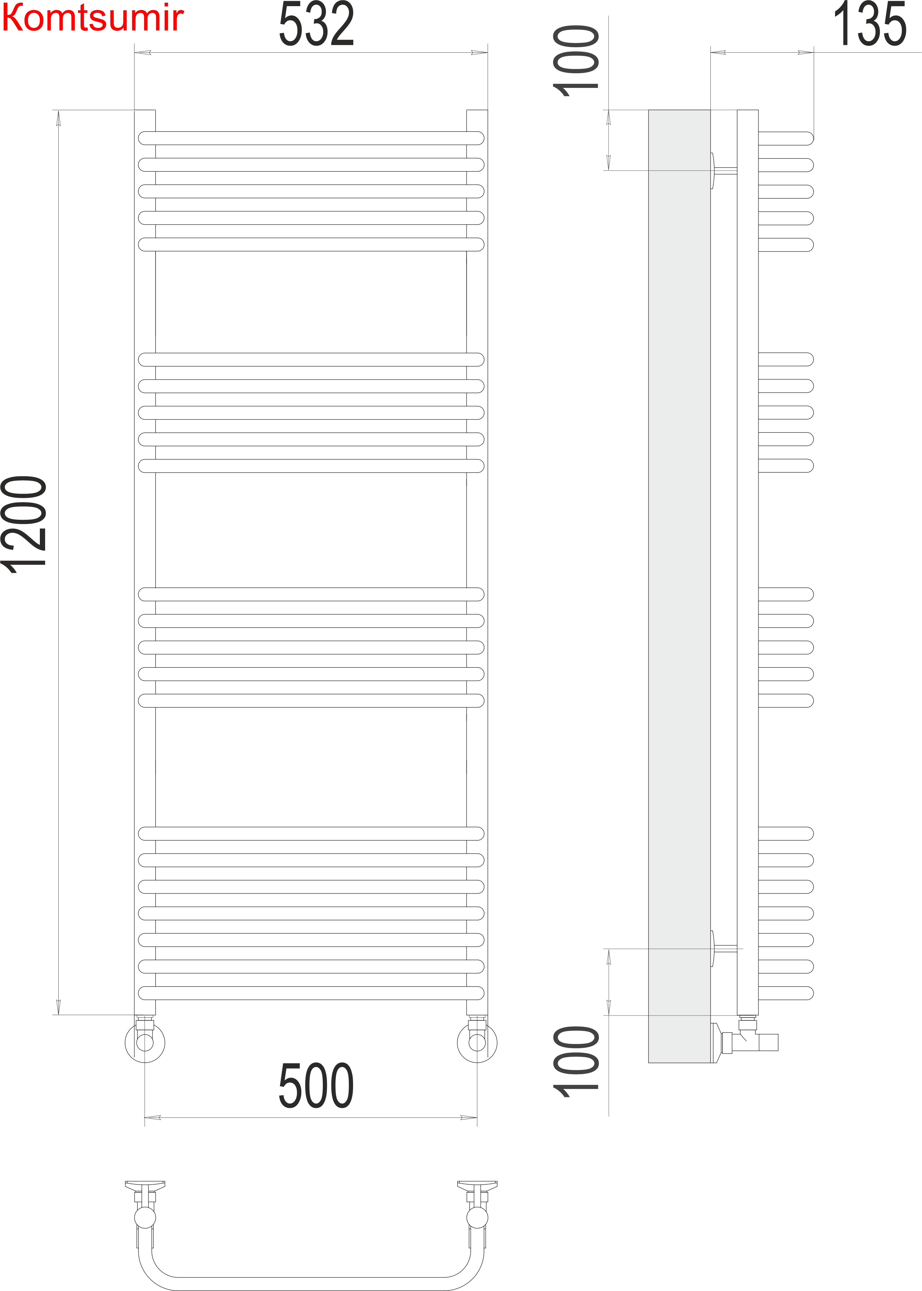 Стандарт П22 500х1200 Полотенцесушитель  TERMINUS