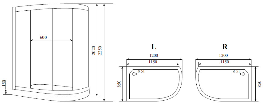 Timo Standart T-6602 Black R душевая кабина (120*85*220), шт Timo Standart T-6602 Black R душевая кабина (120*85*220), шт