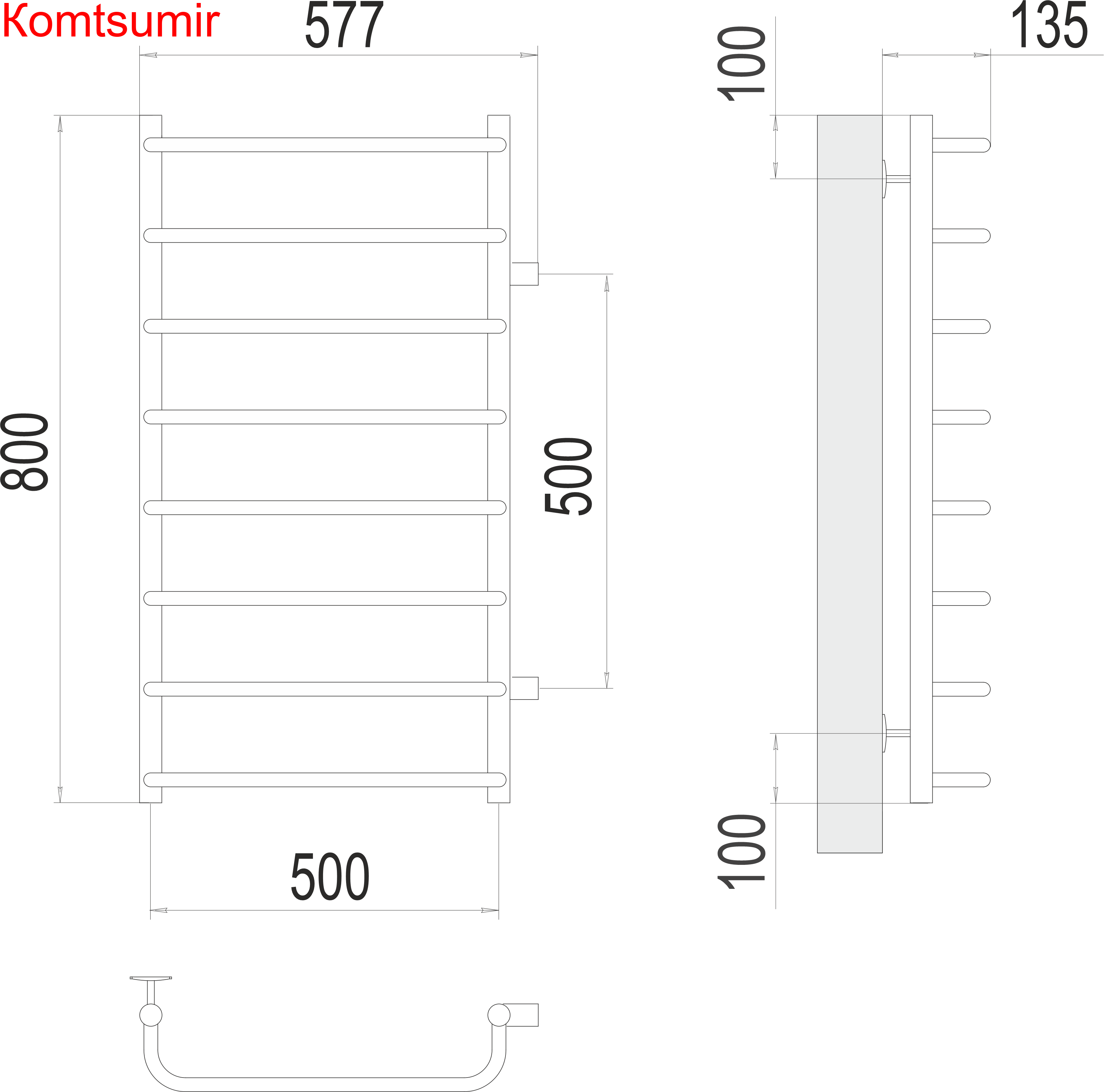 Стандарт П8 500х800 бп500 Полотенцесушитель  TERMINUS