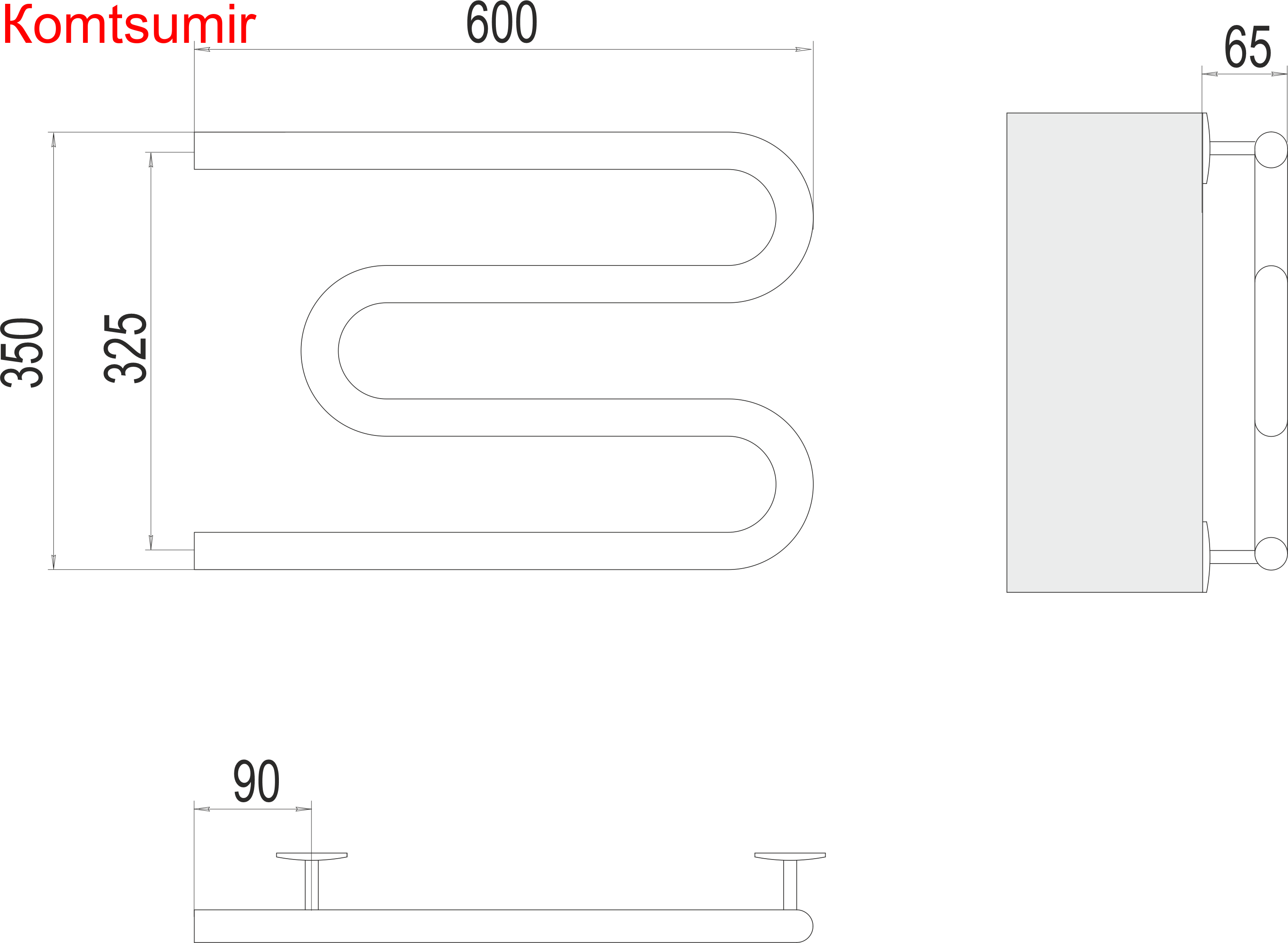 Электро 25 М-обр 600х350 Полотенцесушитель  TERMINUS