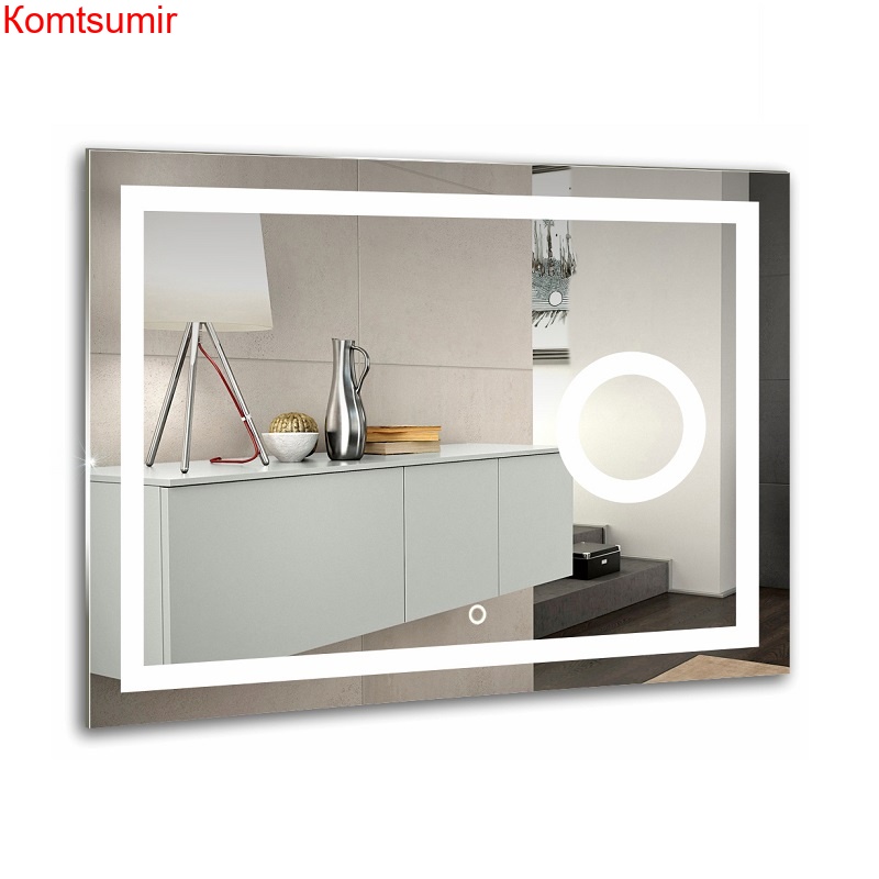 Зеркало AZARIO Оптима 915*685, LED-подсветка 2 режима, сенсорный выключатель, увеличительное зеркало