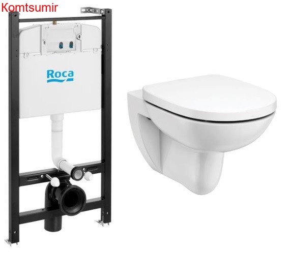 ПЭК Roca Debba Round Pack подвесной унитаз Rimless + инсталляция + сиденье Supralit (7.8931.0.498.0)