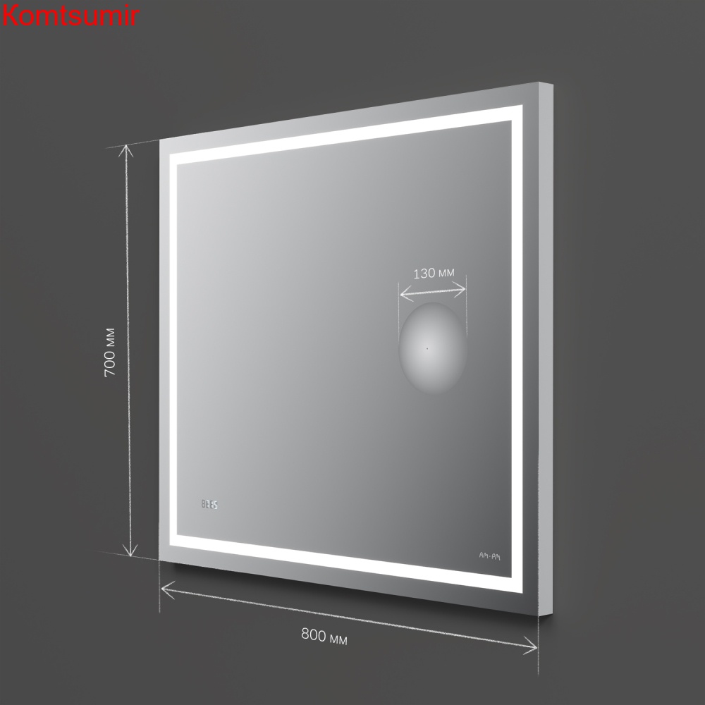 M91AMOX0803WG Универсальное зеркало с контурной Led-подсветкой, часами и косметическим зеркалом, 80 M91AMOX0803WG Универсальное зеркало с контурной Led-подсветкой, часами и косметическим зеркалом, 80