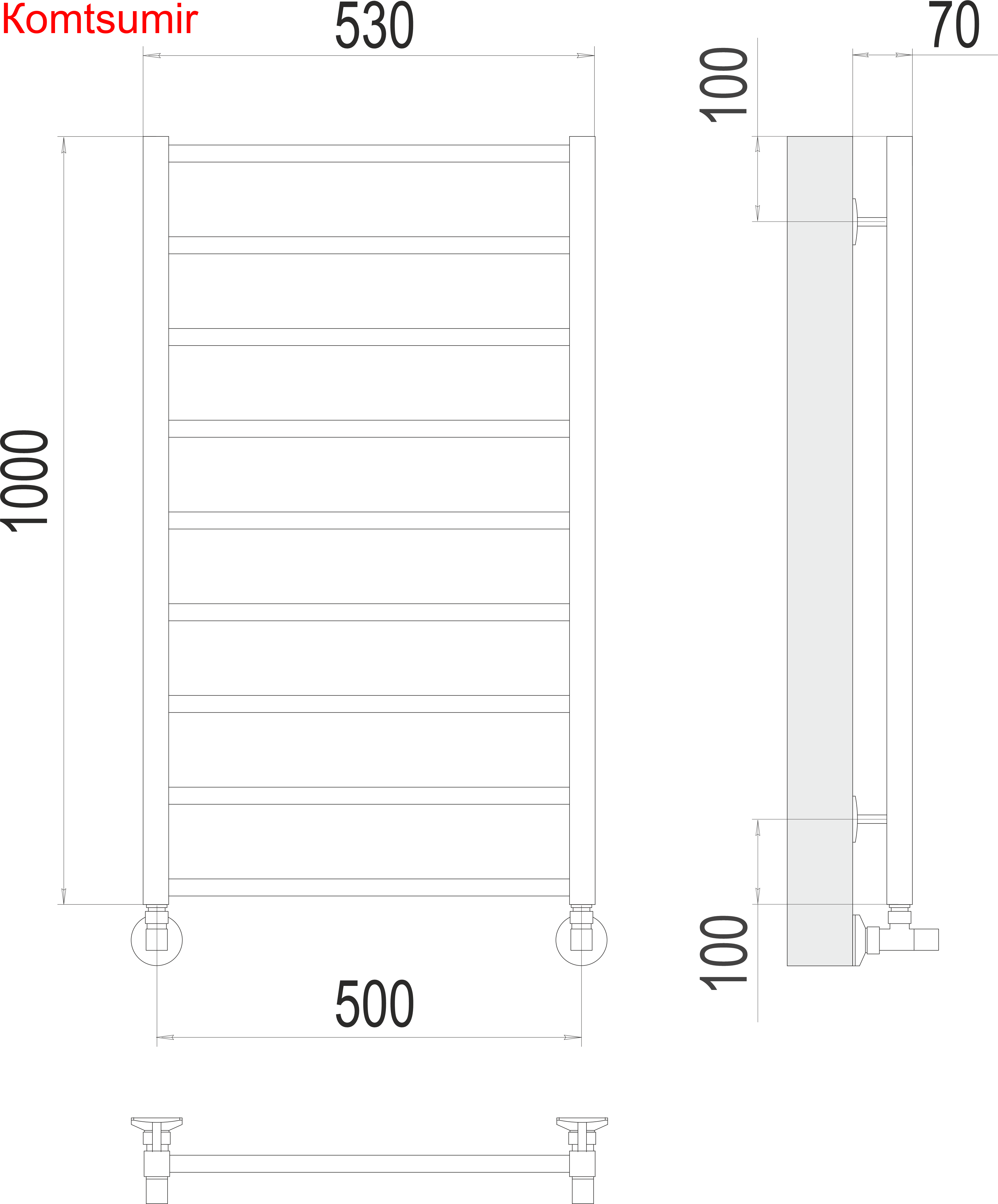 Контур П9 500х1000 Полотенцесушитель  TERMINUS