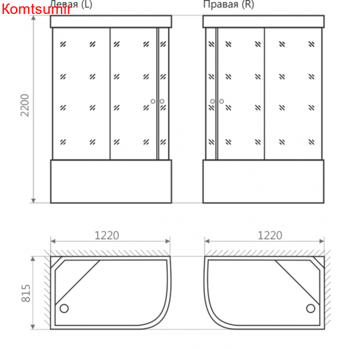 Душевая кабина Domani-Spa Delight 128high L/R (120*80) с гидромассажем