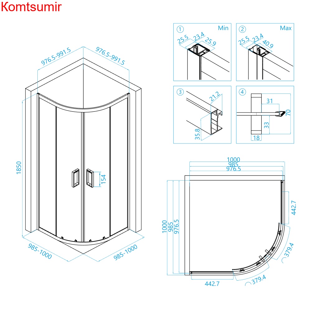 Душевой уголок RGW CL-54B 1000x1000 Душевой уголок RGW CL-54B 1000x1000