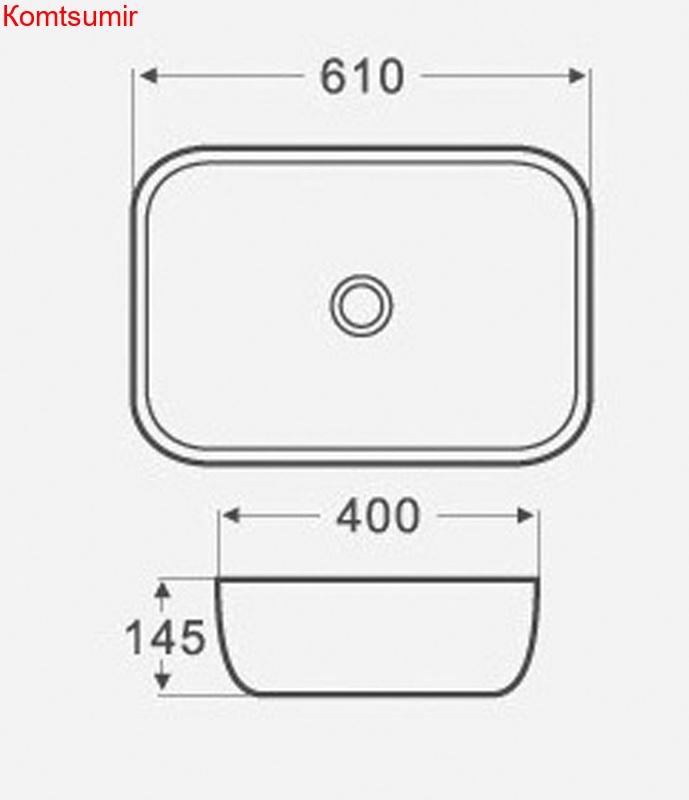 Раковина Azario 600х400х145 накладная, белый глянец (AZ-2143P)