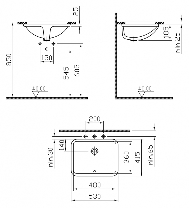 Раковина VitrA S50 5339B003 встраиваемая