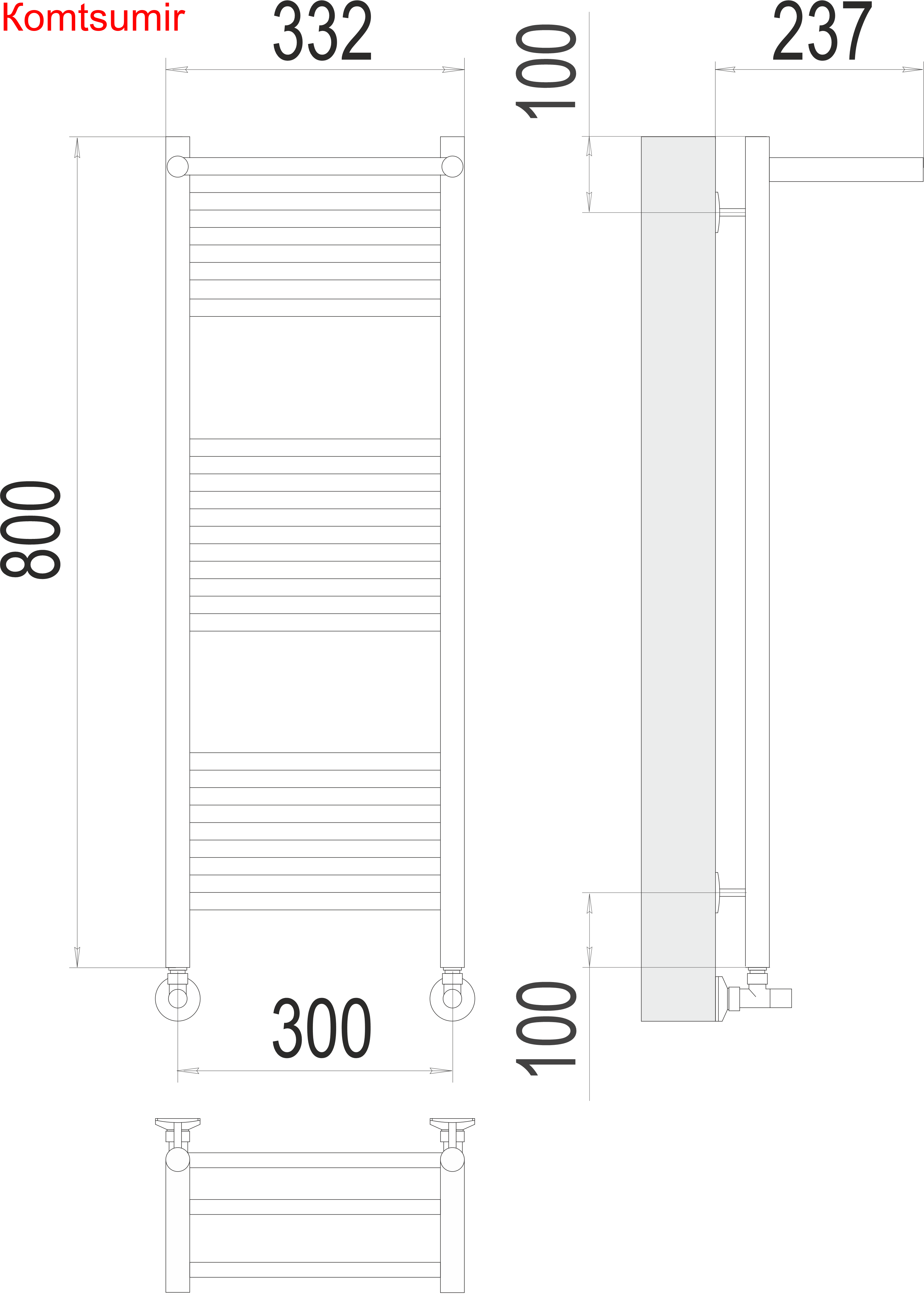 Аврора с/п П16 300х800 Полотенцесушитель  TERMINUS