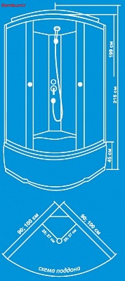 Душевая кабина 100х100х215 Водный Мир ВМ-821-100