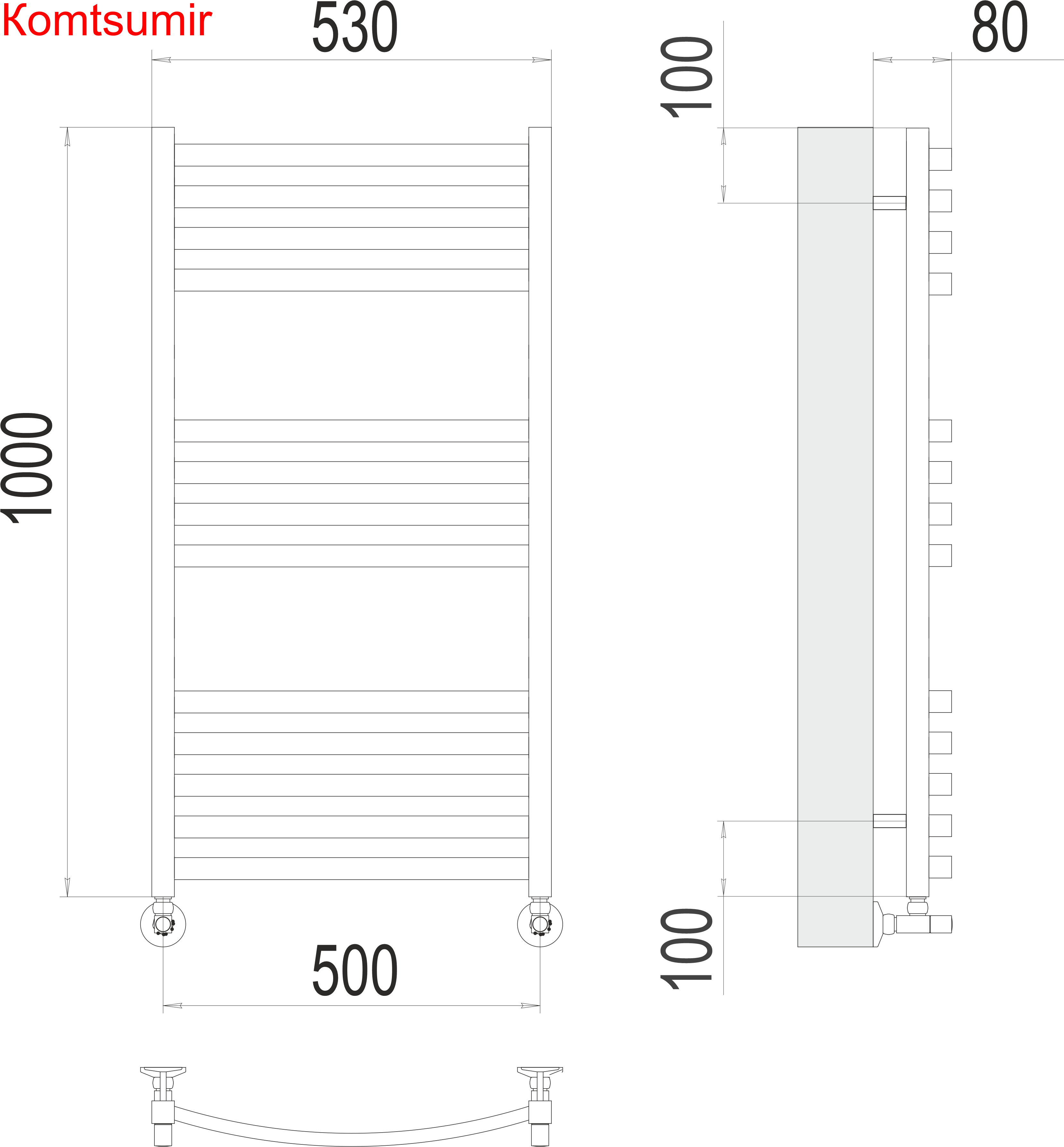 Палермо П13 500х1000 Полотенцесушитель  TERMINUS