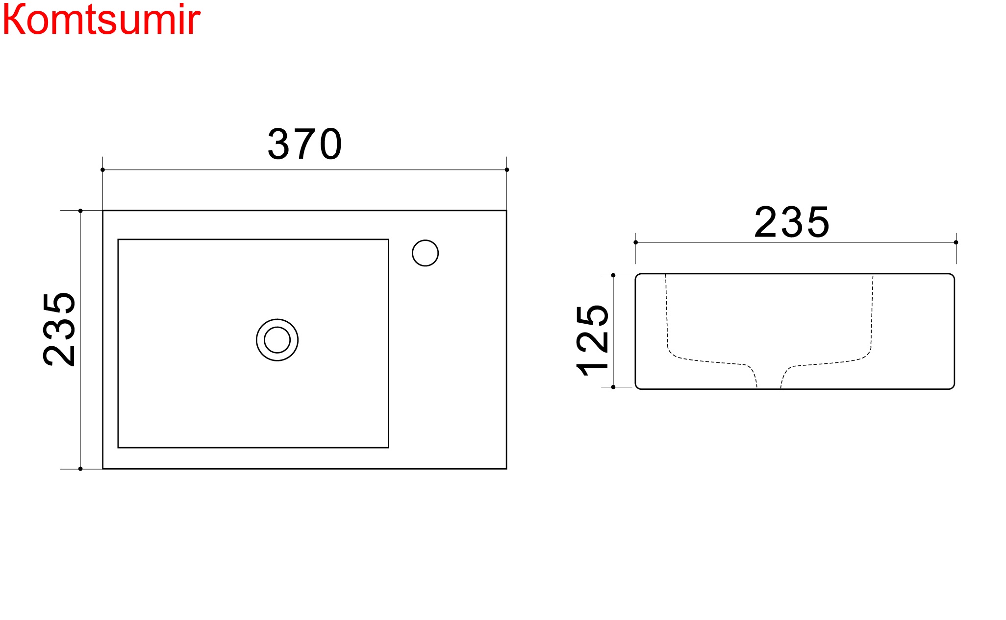 Мини - раковина Trend 37*23,5*12,5 см, белая (AZ4331A)