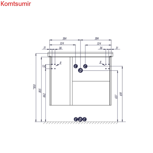 Тумба под раковину AQUATON Стоун 80 подвесная, сосна арлингтон (1A228201SX850)