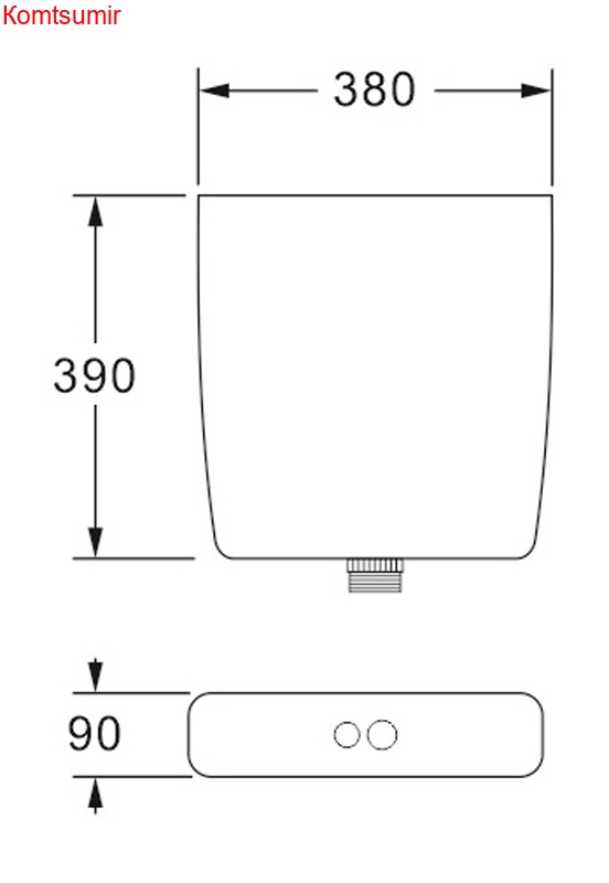 Бачок пластиковый AZARIO 380x90x390 с соединительной трубой, белый (AZ-972)