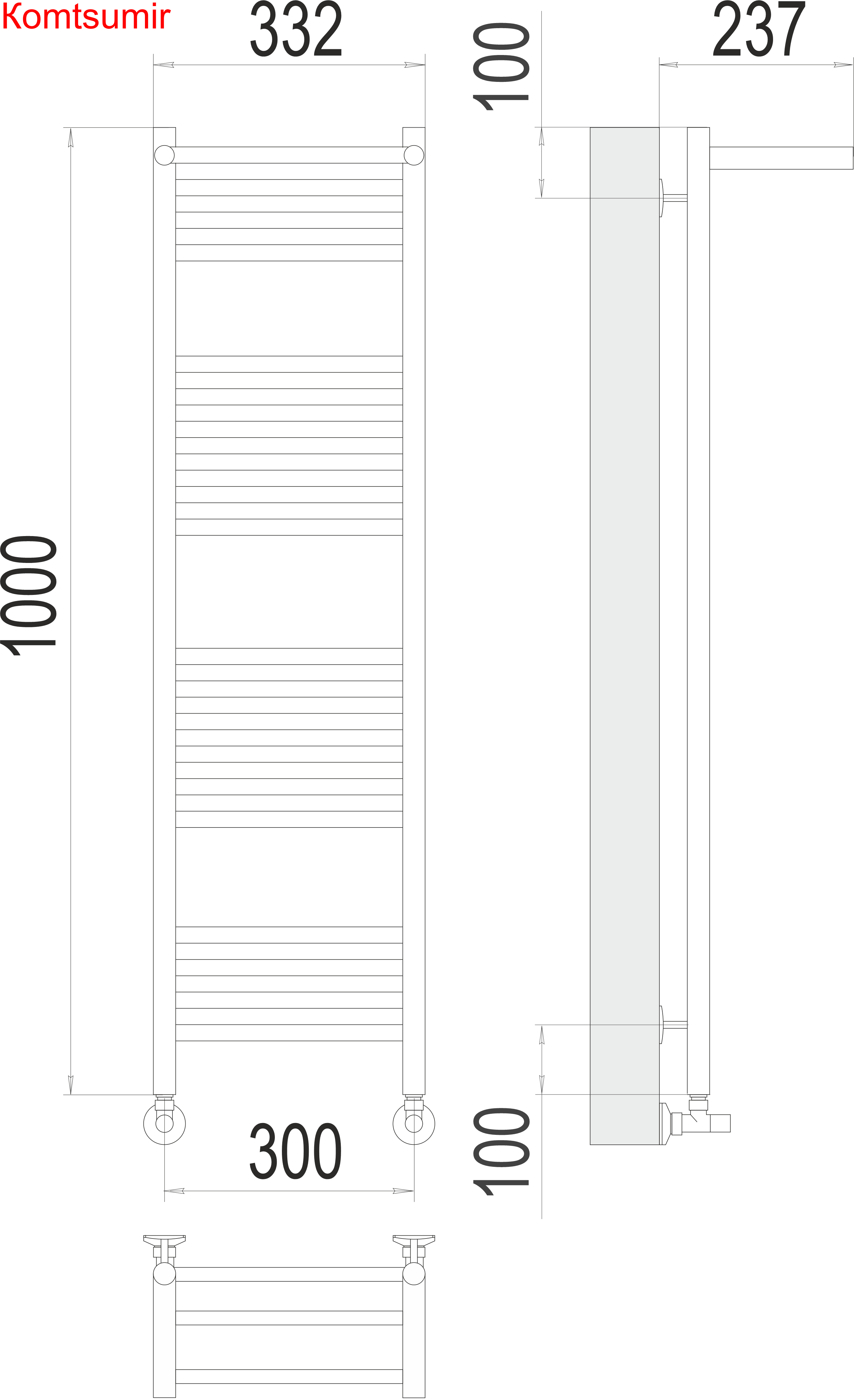 Аврора с/п П20 300х1000 Полотенцесушитель  TERMINUS