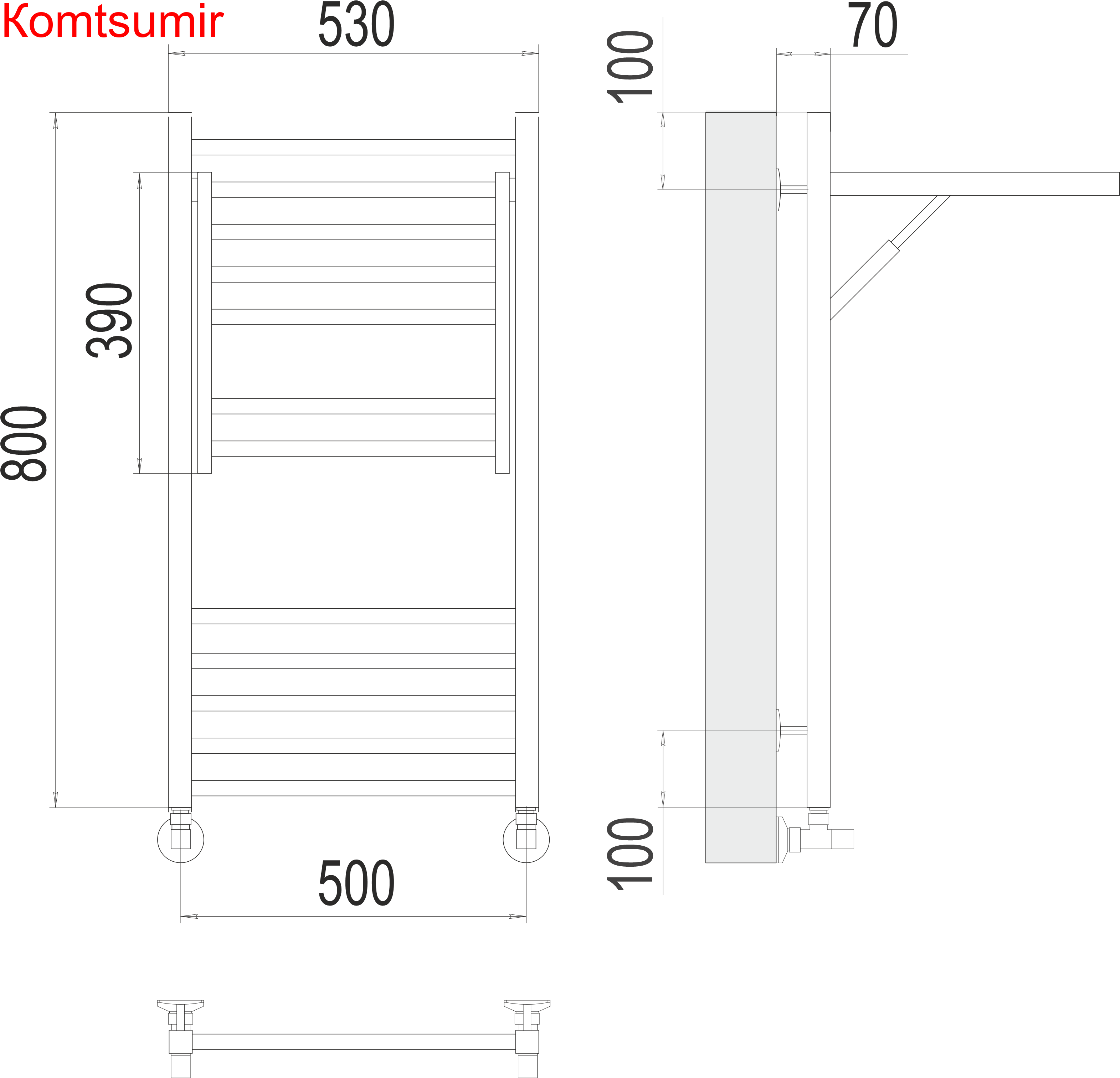 Валенсия П12 500х800 Полотенцесушитель  TERMINUS