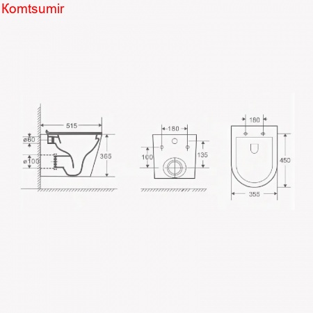 Унитаз подвесной Azario Grado 490х370х360 безободковый с сидением микролифт (AZ-0046)
