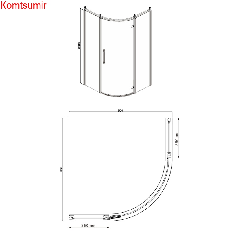 Душевое ограждение Azario ONTARIO 900*900*2000 L, без поддона, 8 мм