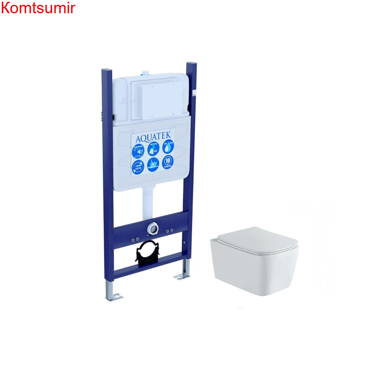 SET AQUATEK ЛИБРА N-14 cm (рама AQUATEK Standard INS-0000014(без клавиши и крепежа)+унитаз ЛИБРА New компакт AQ1148N-00 с тонким сиденьем soft-close