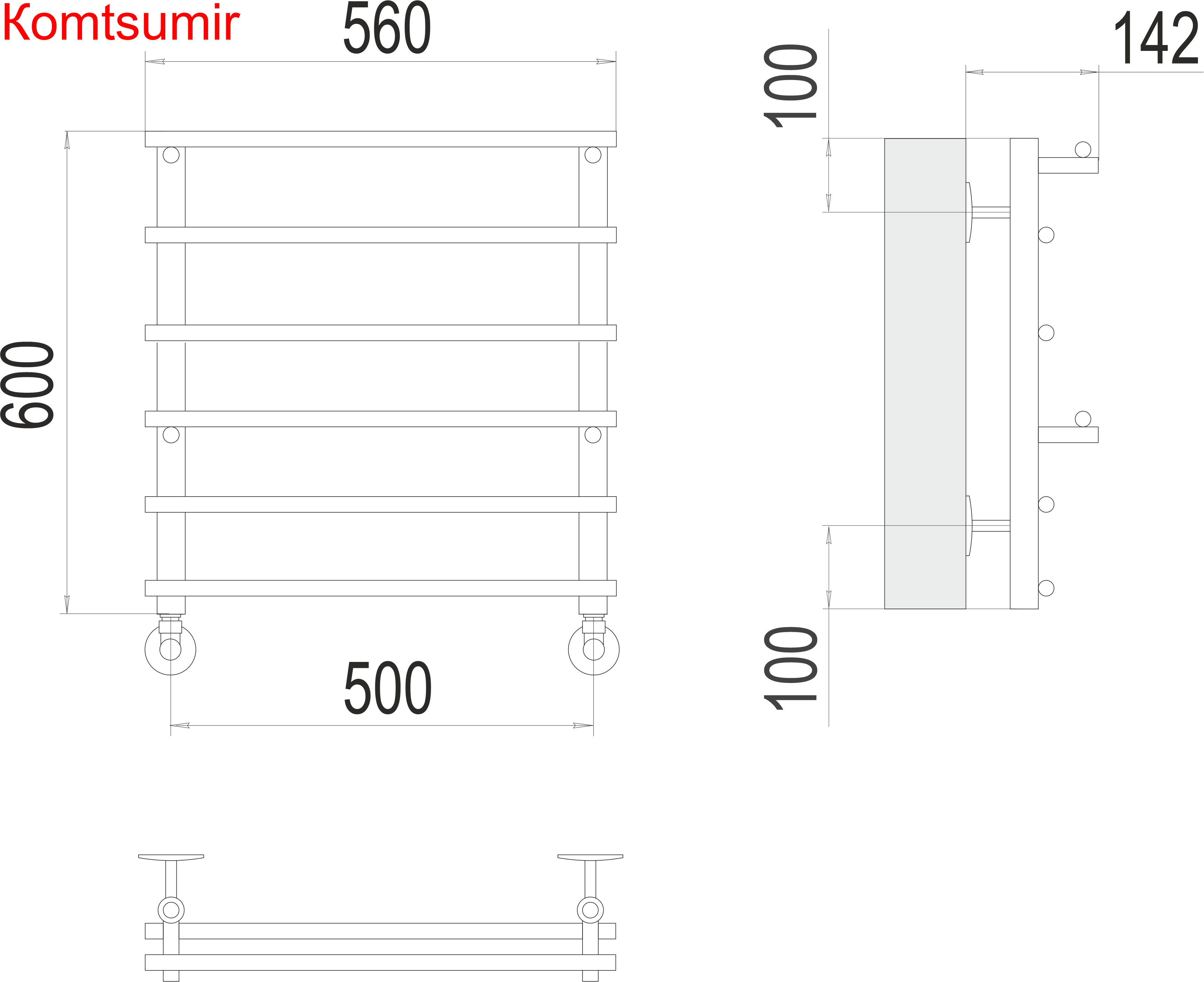 Вента П6 500х600 Полотенцесушитель  TERMINUS