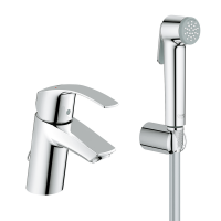Смеситель для раковины GROHE Eurosmart New с цепочкой и гигиеническим душем, хром (23124002)