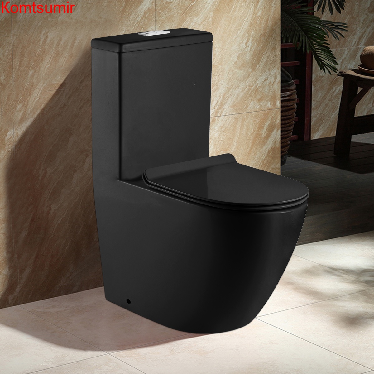 Унитаз-моноблок AZARIO MORANO 680x370х830 напольный безободковый в комплекте с сиденьем дюропласт микролифт, цвет черный матовый (AZ-1001MB)