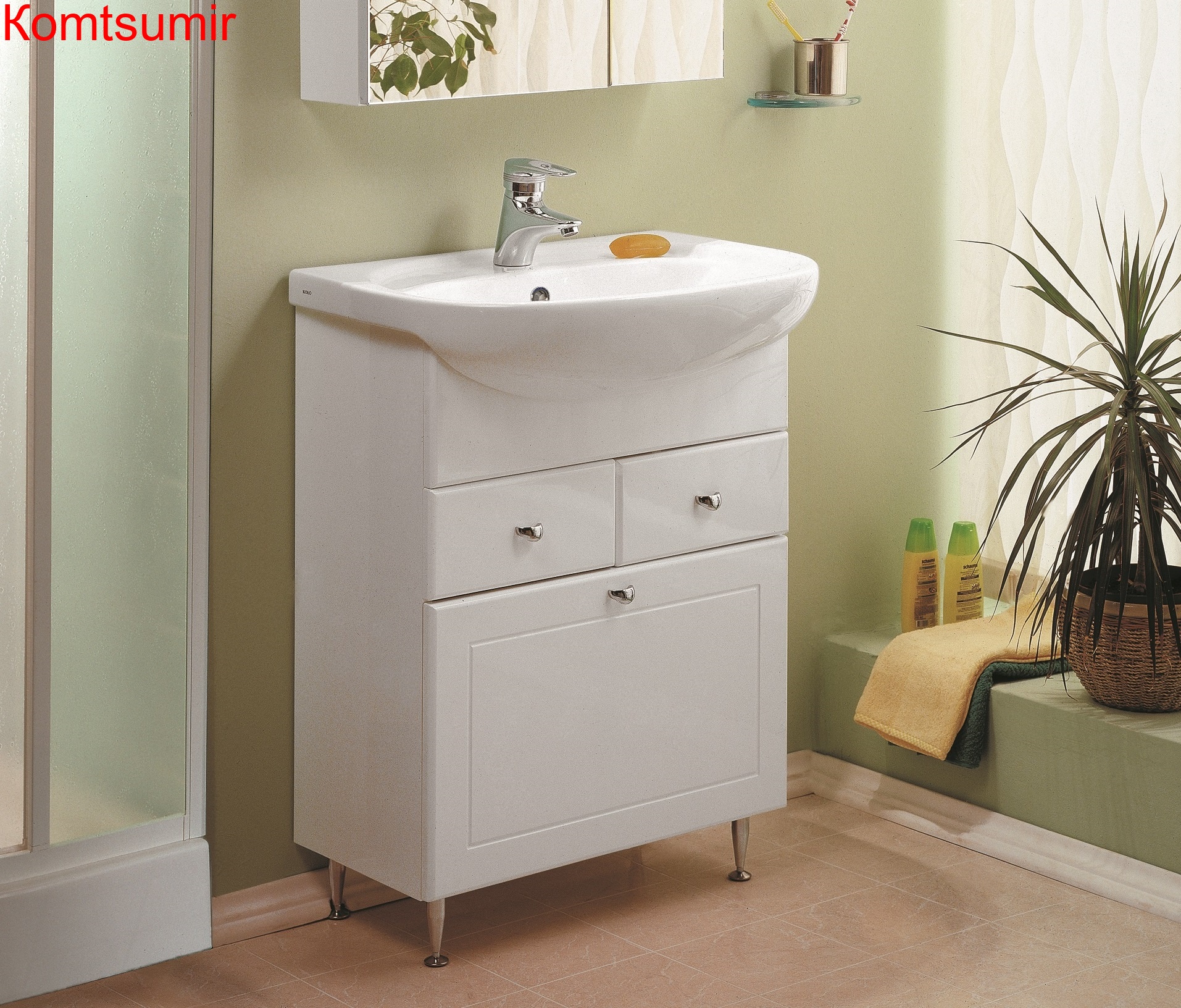 Тумба под раковину AQUATON Норма 65 напольная, с корзиной для белья, белая (1A054901NO010)