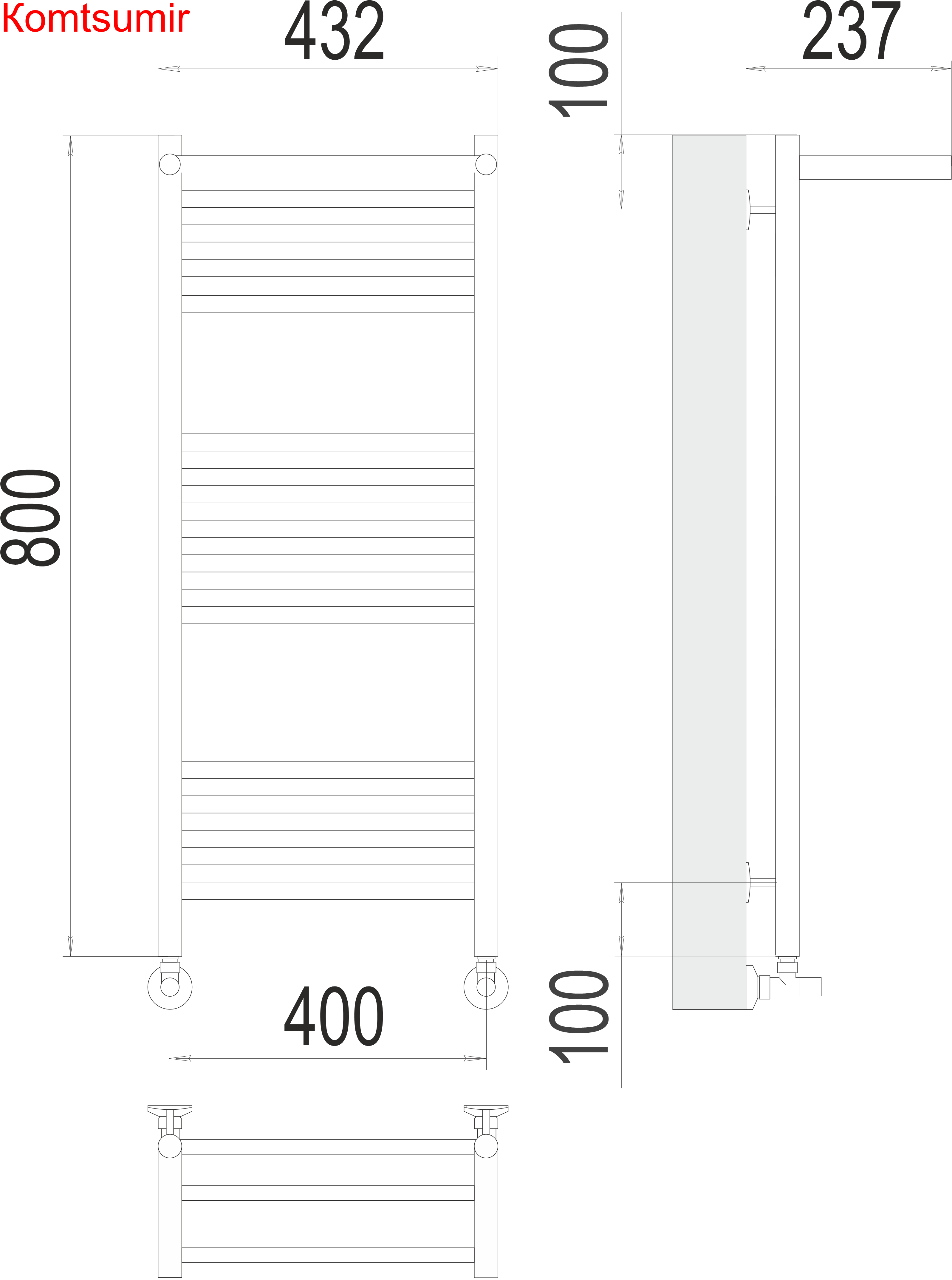 Аврора с/п П16 400х800 Полотенцесушитель  TERMINUS