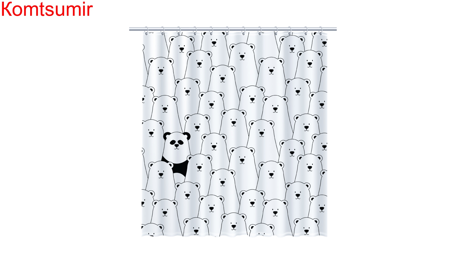 Шторка для ванной Fixsen Panda FX-2501, без колец