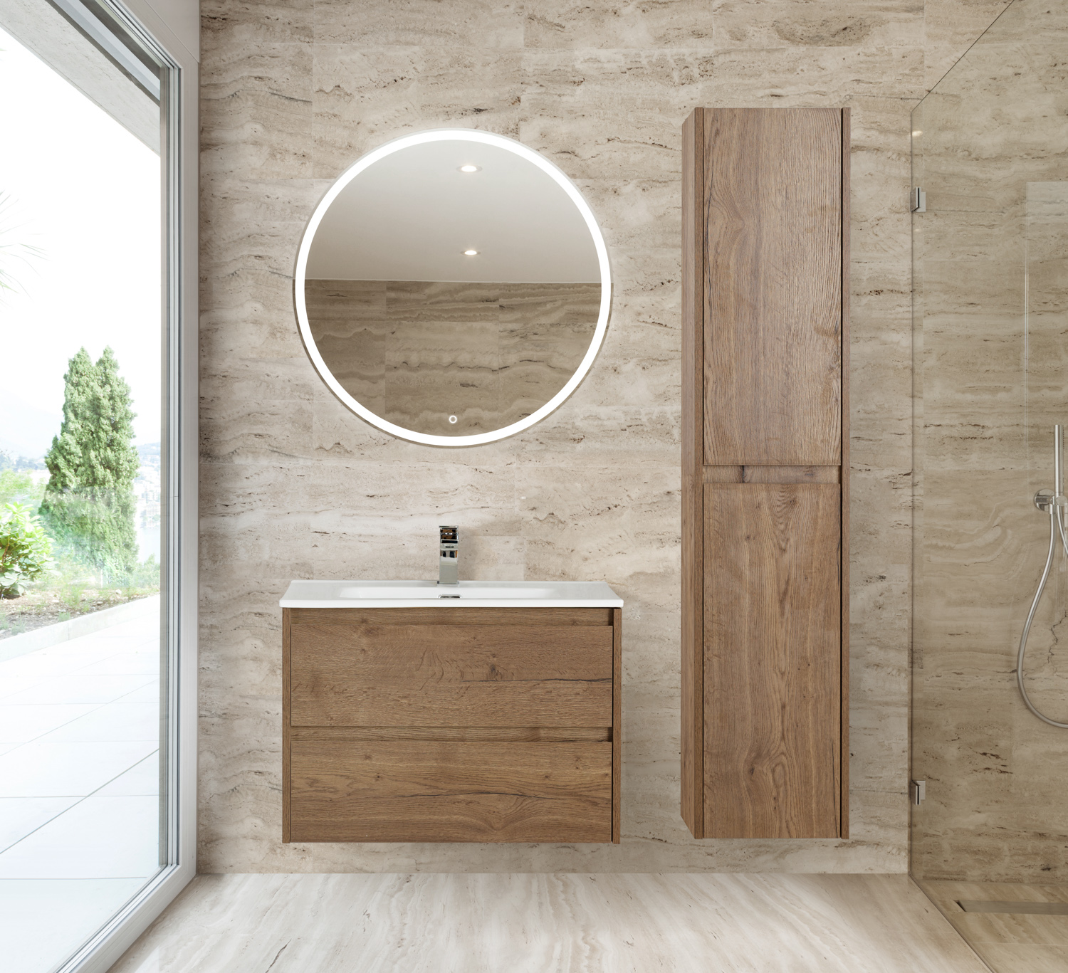 Шкаф подвесной BelBagno KRAFT-1600-2A-SC-RT-L Rovere Tabacco