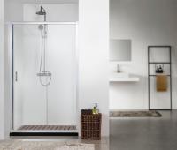 Душевое ограждение SANTREK AQUA Time- DF-1300-G-Chrome 13001950 Прямое стекло Грейп 6 мм, профиль Хром