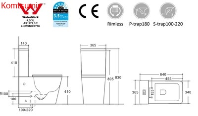 Унитаз-компакт безободковый HOLLER BOX MB (640*340*830мм, сиденье дюропласт с микролифтом, арматура 2-х режимная)  (2 места) черный матовый
