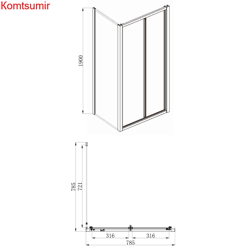 Душевое ограждение Azario TORONTO 800*800*1900, без поддона 5 мм