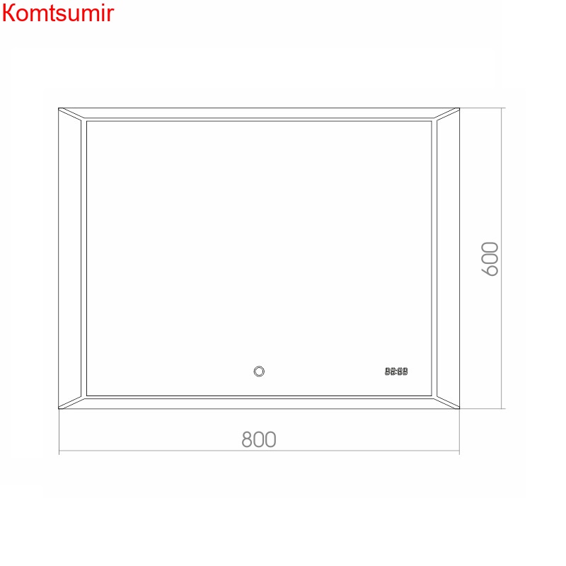 Зеркало Azario VOLL 800*600 сенсор выкл+часы