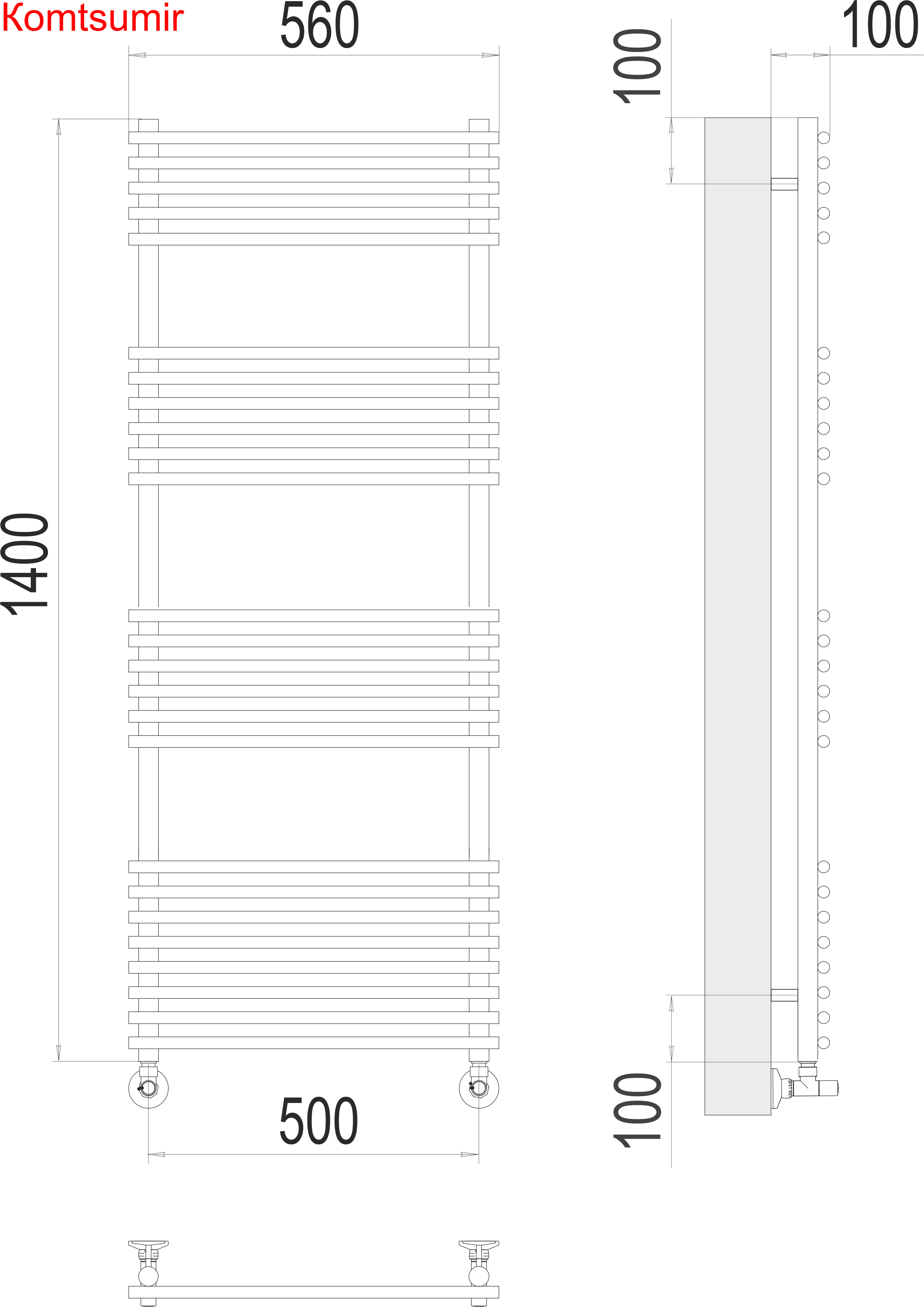 Ватра П25 500х1400 Полотенцесушитель  TERMINUS