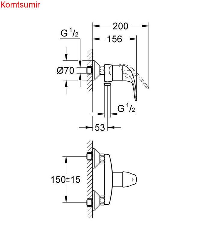 Смеситель для душа GROHE Euroeco, хром (32740000)