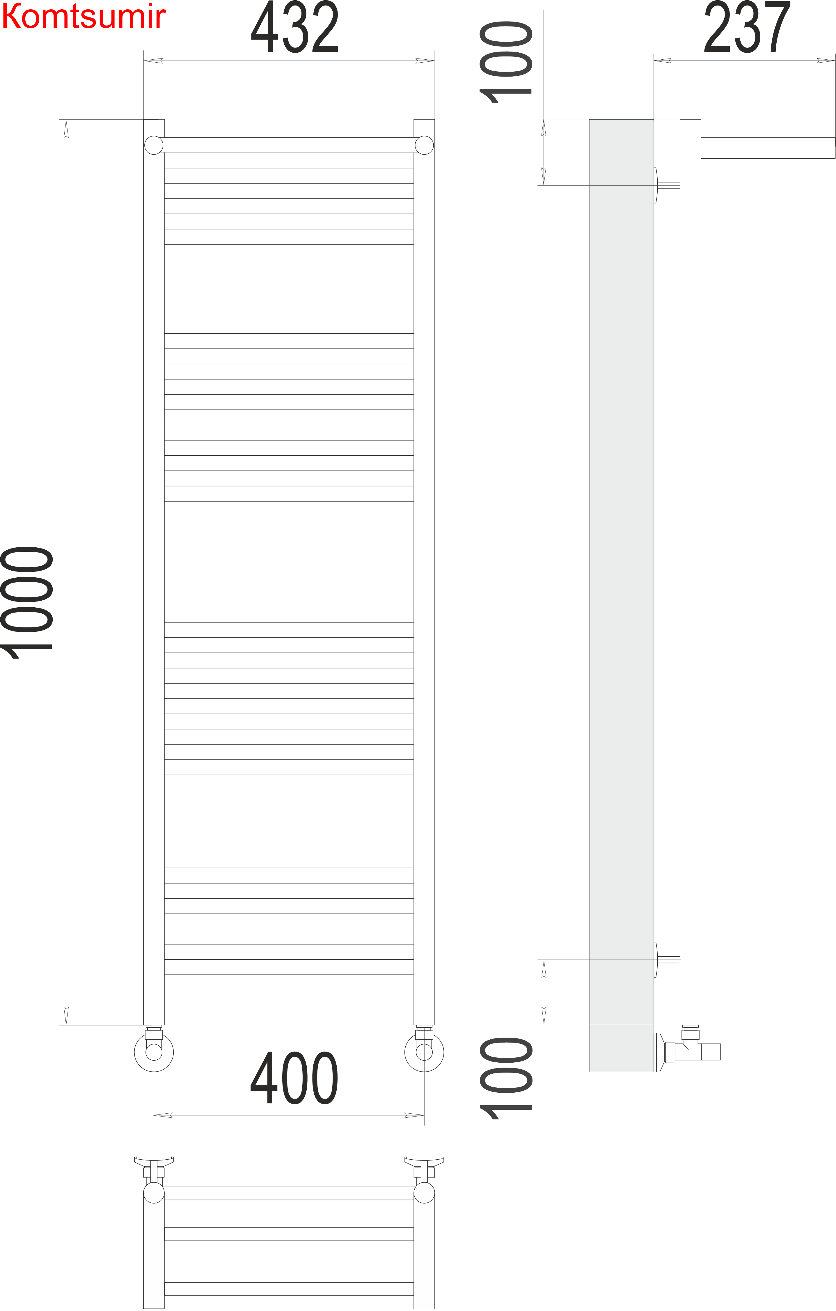 Аврора с/п П20 400х1000 Полотенцесушитель  TERMINUS