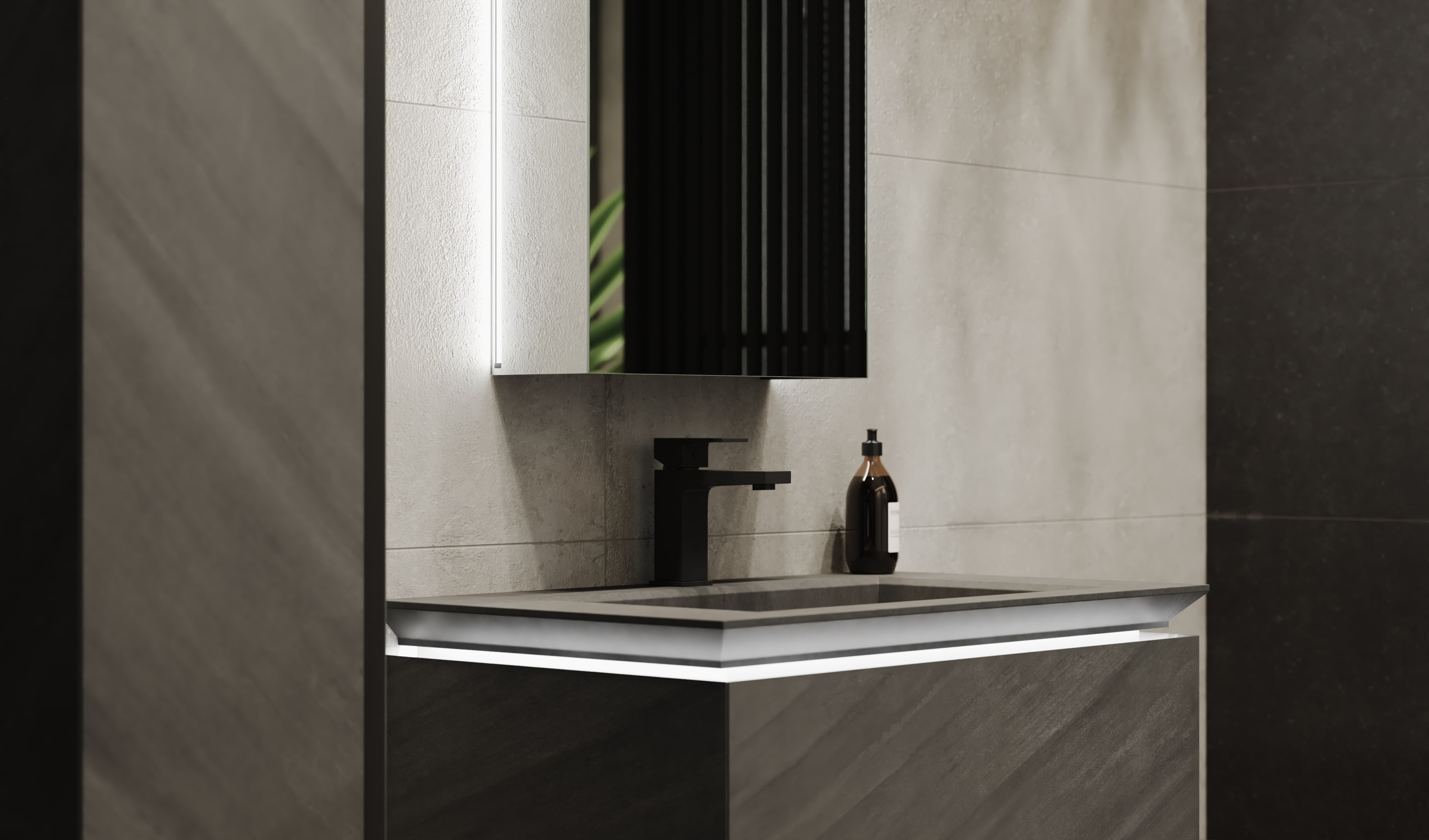 Зеркало-шкаф Incline 45 Антрацит