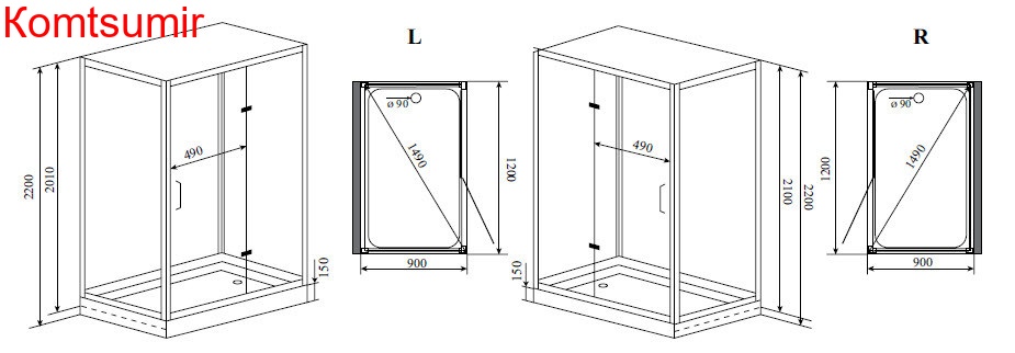 Timo Premium PURO душевая кабина (90*120*220), шт Timo Premium PURO душевая кабина (90*120*220), шт