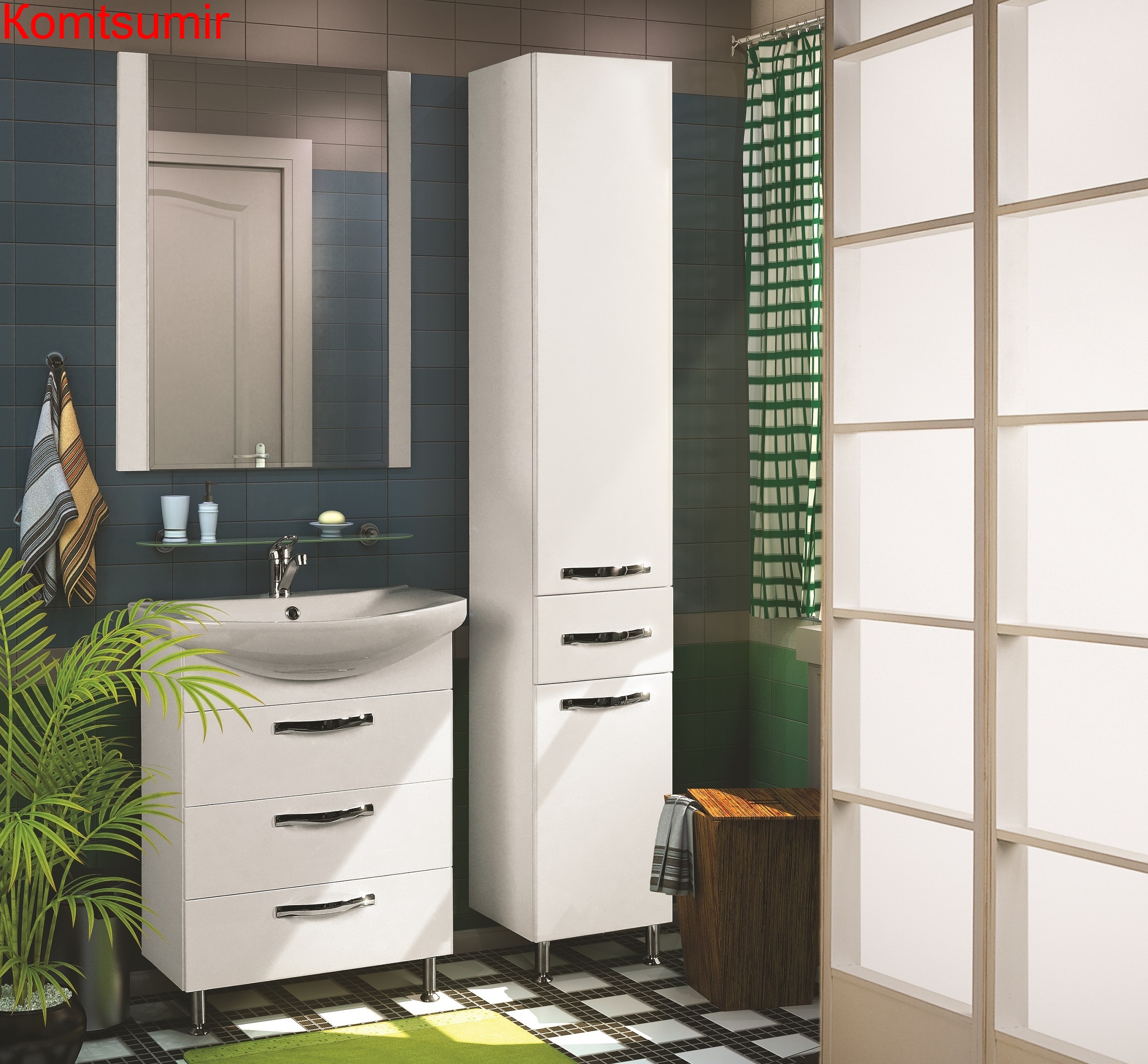 Пенал напольный AQUATON Ария Н с корзиной для белья, белый (1A124303AA010)