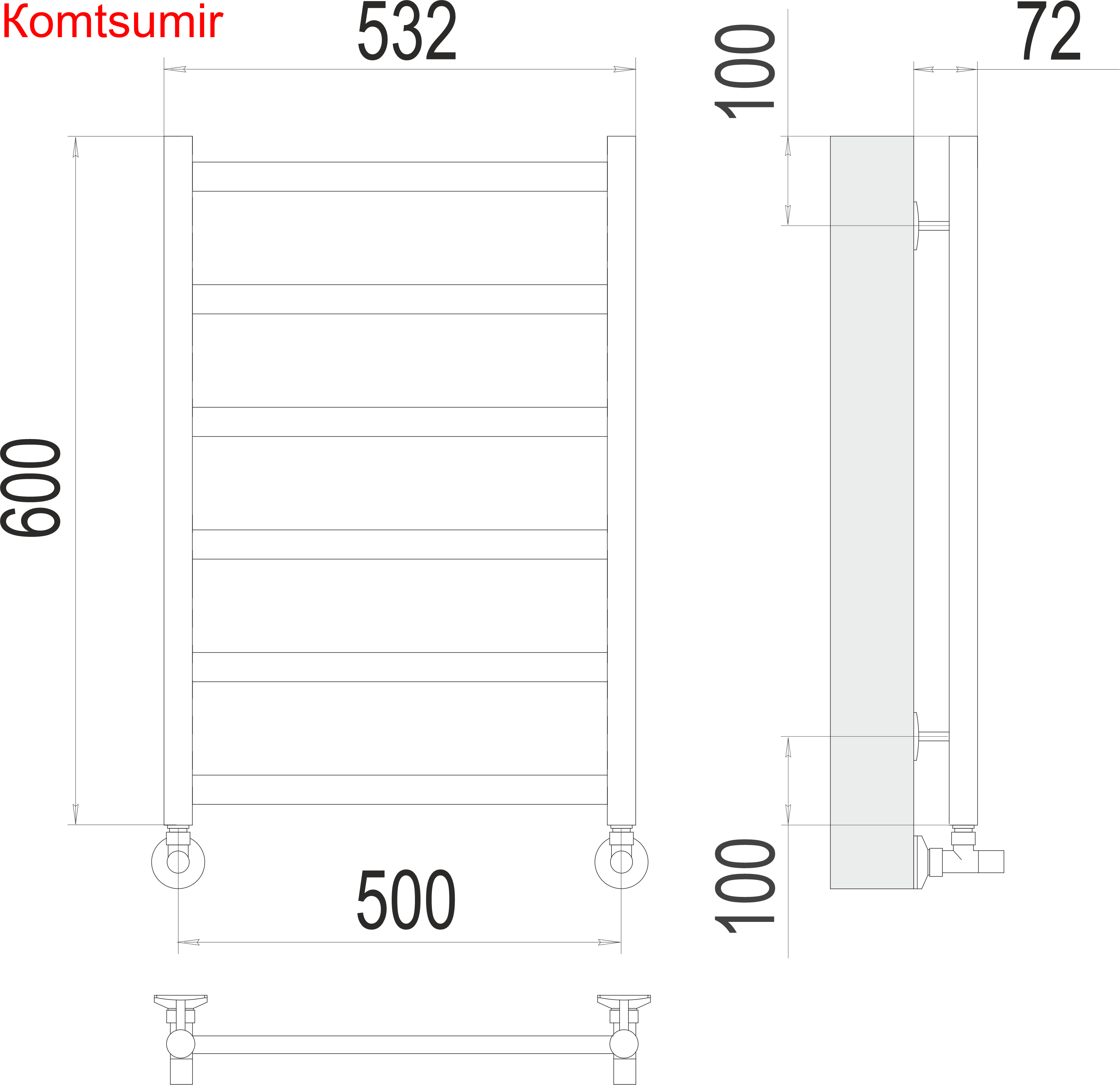 Аврора П6 500х600 Полотенцесушитель  TERMINUS Аврора П6 500х600 Полотенцесушитель  TERMINUS