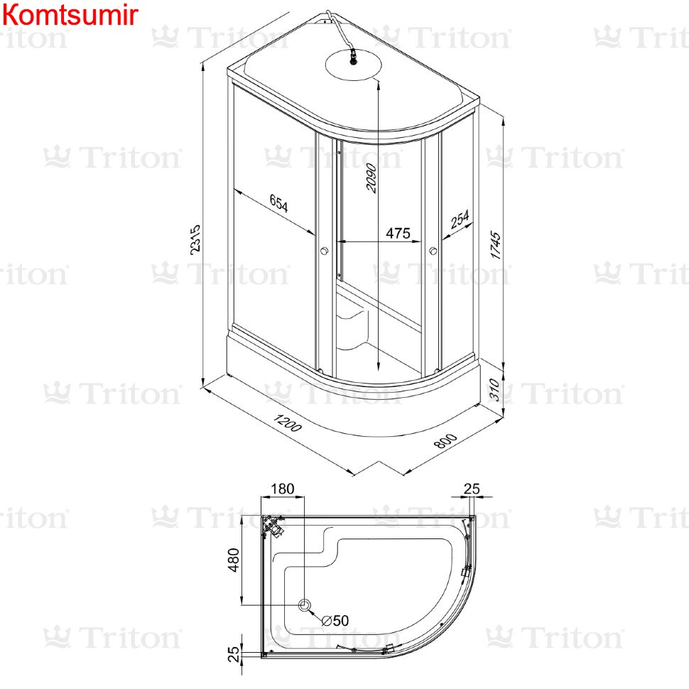 Душевая Кабина Triton Коралл 120*80 СП Л/П
